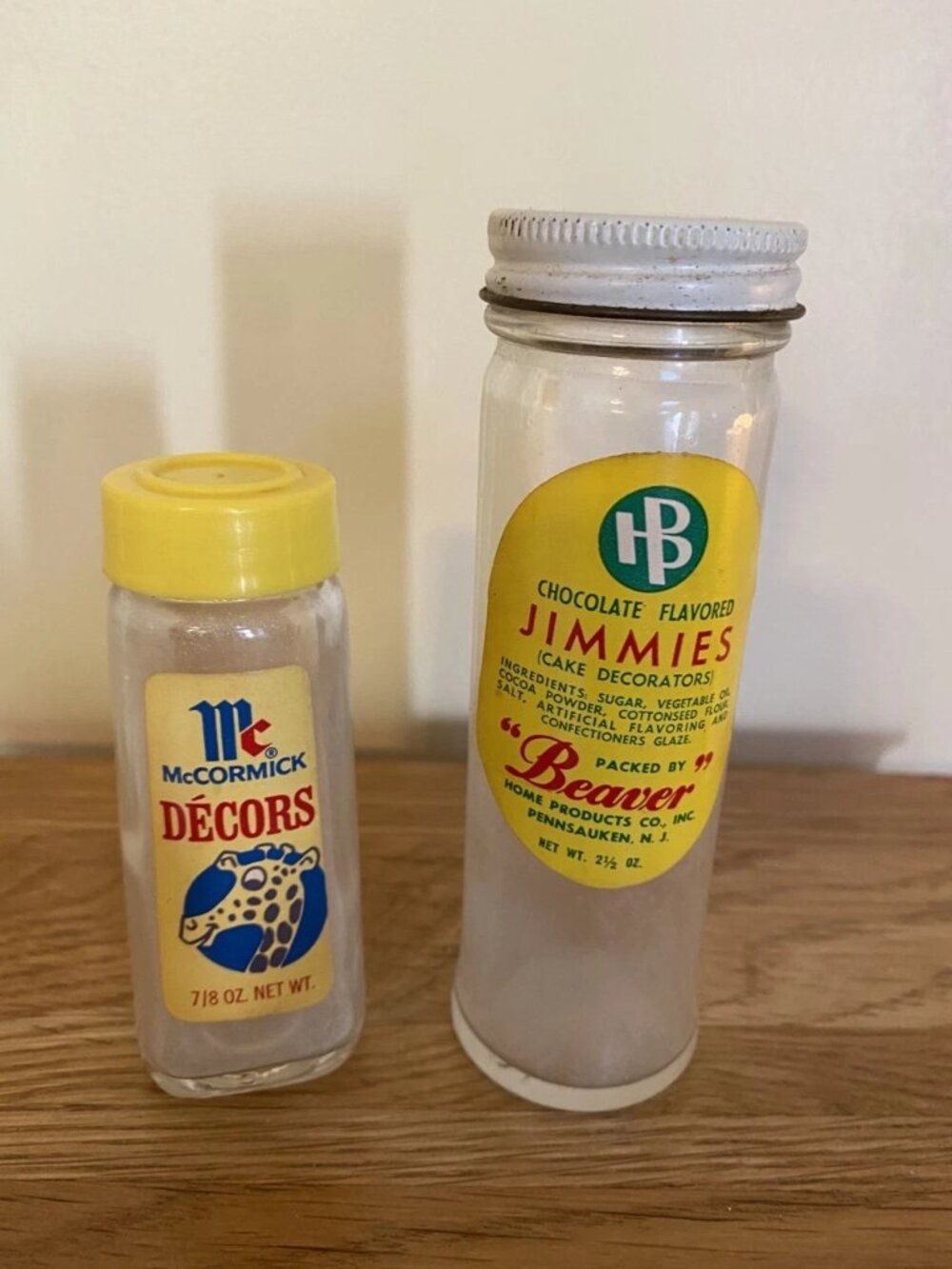 2 Vintage Sprinkle/Jimmies Jars